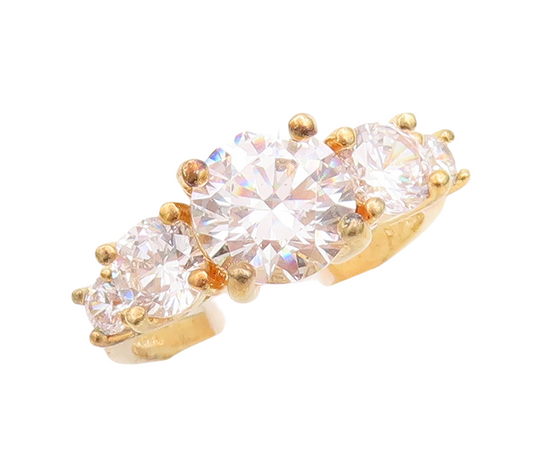 925 Sterling Silver Vintage Ring Gold Plated Multi Size Round CZ  Sz 7  RG29224