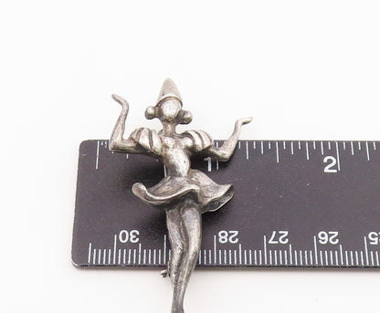 925 Sterling Silver  Vintage Carved Dancing Birthday Girl Brooch Pin  BP10337