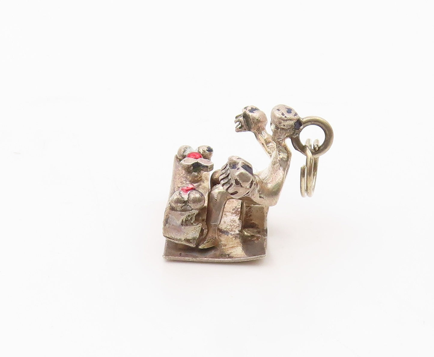 925 Sterling Silver  Vintage Person Sitting At Desk Pendant  PT18654