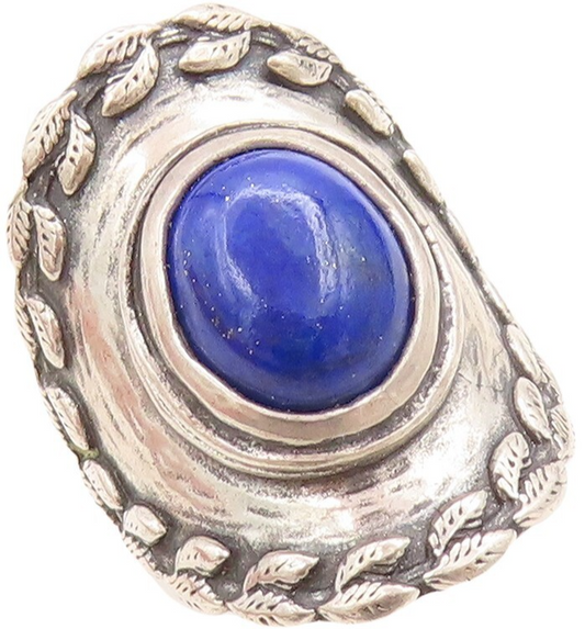 925 Sterling Silver Vintage Ring OR PAZ ISRAEL  Lapis Lazuli  Sz 7  RG31265