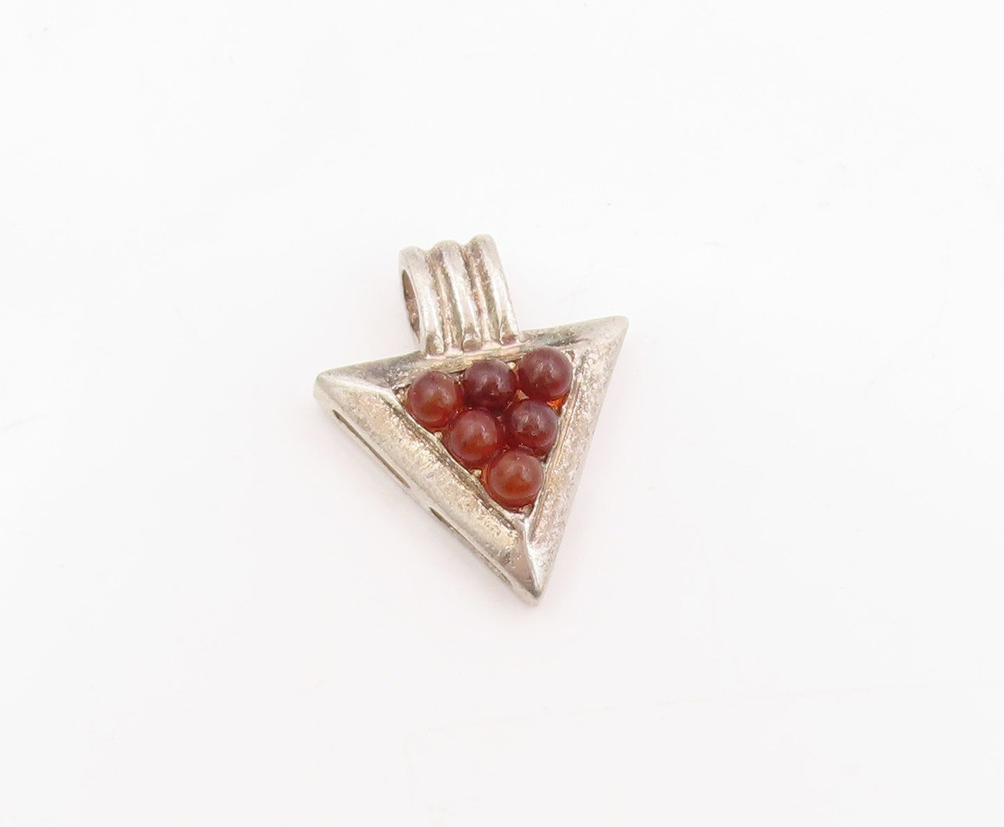 925 Sterling Silver Vintage Pendant POLAND Carnelian Beaded Pyramid  PT25354