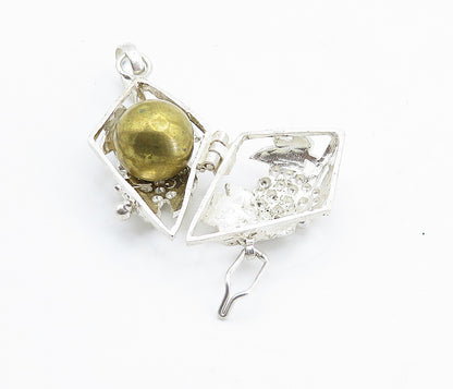 925 Sterling Silver  Vintage Grape Vine Caged Sphere Pendant (OPENS)  PT5963