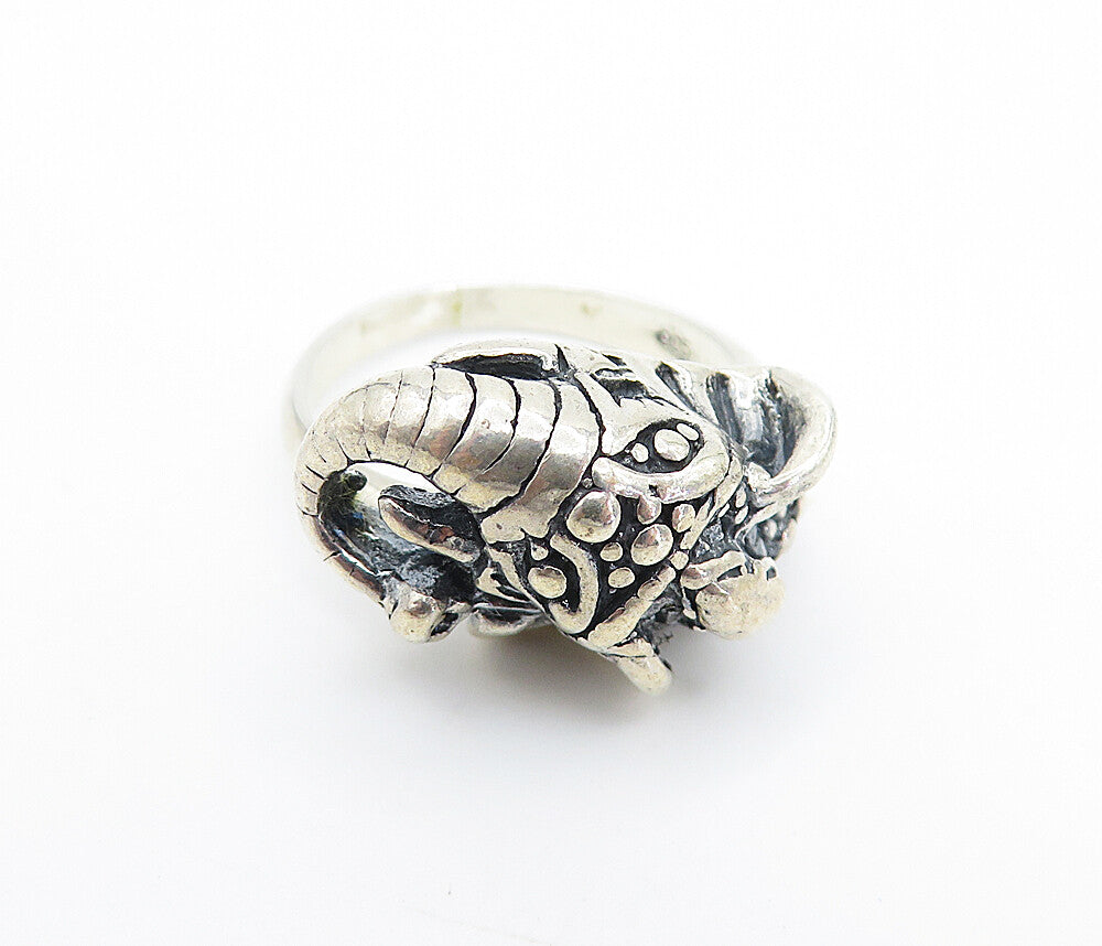 925 Sterling Silver  Vintage Sculpted Elephant's Head Band Ring Sz 8  RG7944