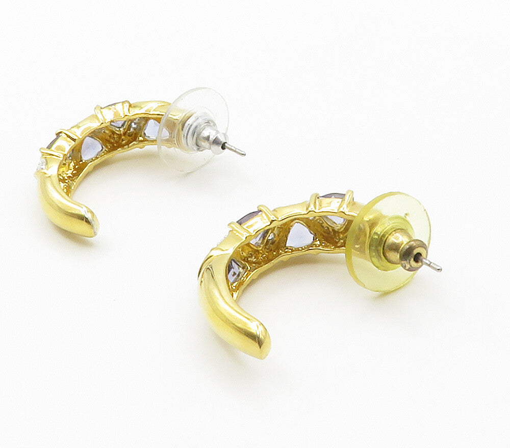 925 Sterling Silver  Shiny Topaz Two Tone Pattern JHoop Earrings  EG7617