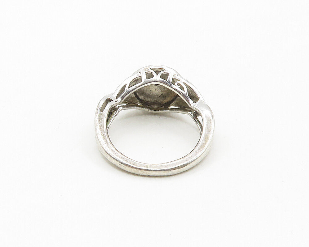925 Sterling Silver Vintage Genuine Diamonds Twist Band Ring Sz 6.5  RG18387
