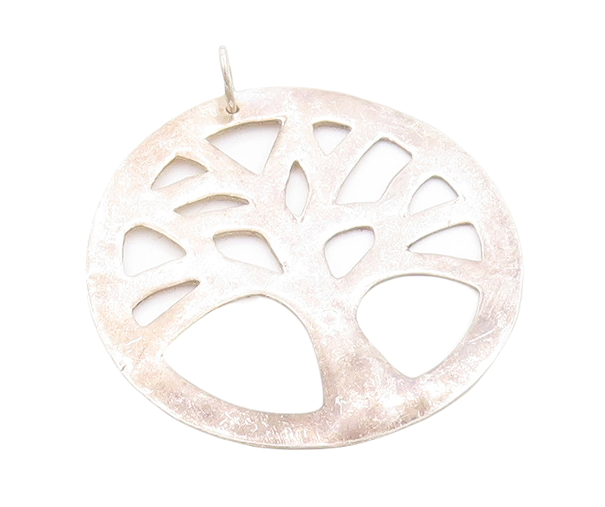 925 Sterling Silver Vintage Pendant Minimalist Cutout Tree Of Life  PT23876