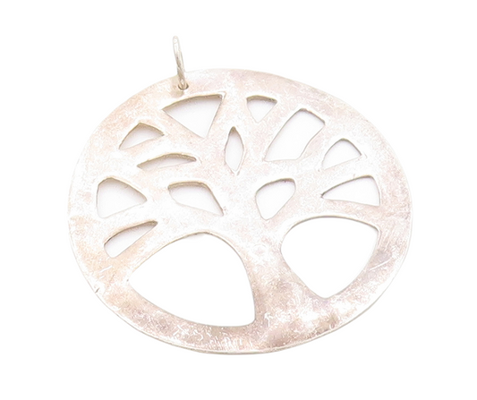 925 Sterling Silver Vintage Pendant Minimalist Cutout Tree Of Life  PT23876