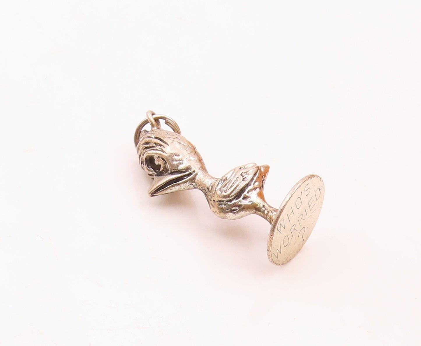 925 Sterling Silver  Vintage Shiny Petite Duck Bird Statue Pendant  PT17951