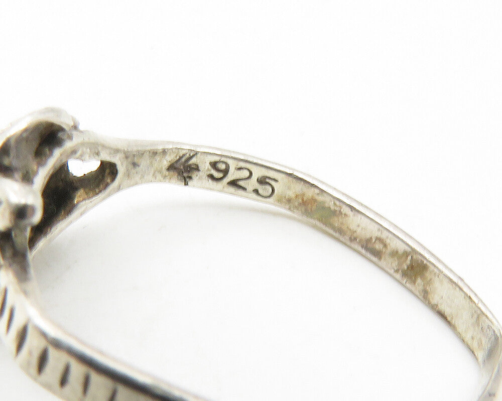 LAUREN CONRAD 925 Silver  Rose Flower Motif Bypass Band Ring Sz 6  RG11739