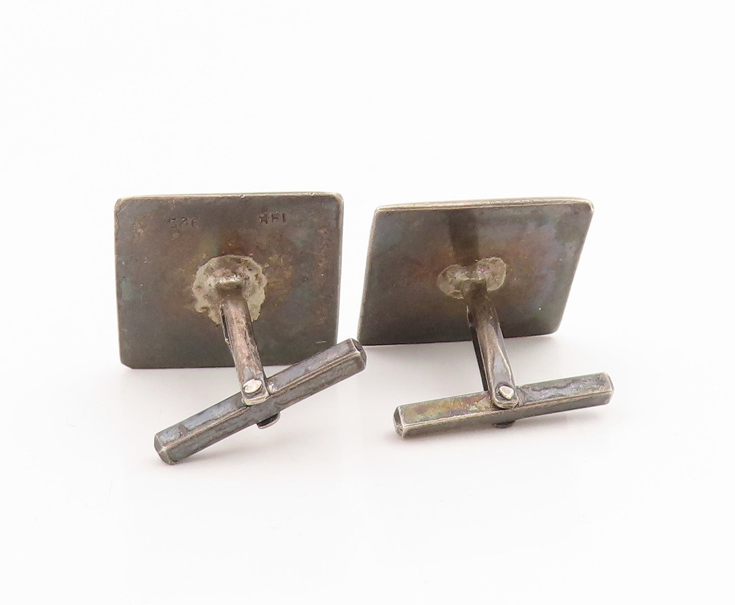 18k Gold & 925 Sterling Silver Vintage Cufflinks Peruvian Inca Bird Motif TR4236