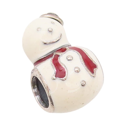 925 Sterling Silver Vintage Pendant PANDORA Enameled Snowman Charm  PT23949