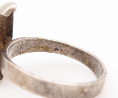 925 Sterling Silver Vintage Ring Asymmetrical Cracked Shell Band Sz 6.5 RG33551