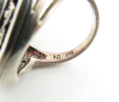 NICKY BUTLER 925 Sterling Silver  Vintage Red Topaz Cocktail Ring Sz 6  RG9041