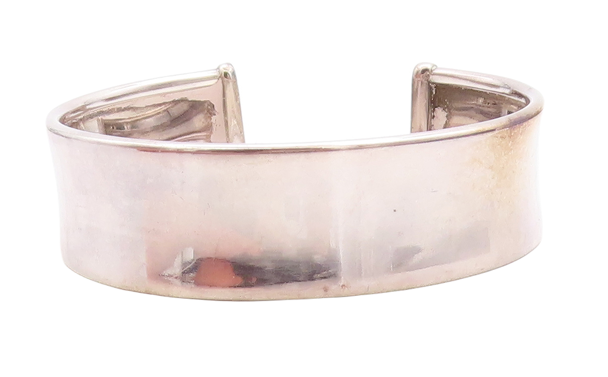 925 Sterling Silver  Vintage Dark Tone Minimalist Shiny Cuff Bracelet  BT2569