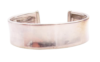925 Sterling Silver  Vintage Dark Tone Minimalist Shiny Cuff Bracelet  BT2569