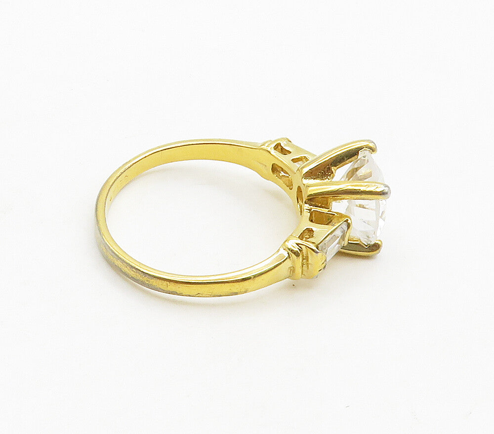 SETA 925 Sterling Silver  Cubic Zirconia Gold Plated Band Ring Sz 10  RG15773