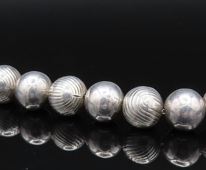 925 Sterling Silver  Vintage Shiny Etched Beaded Chain Necklace  NE2955