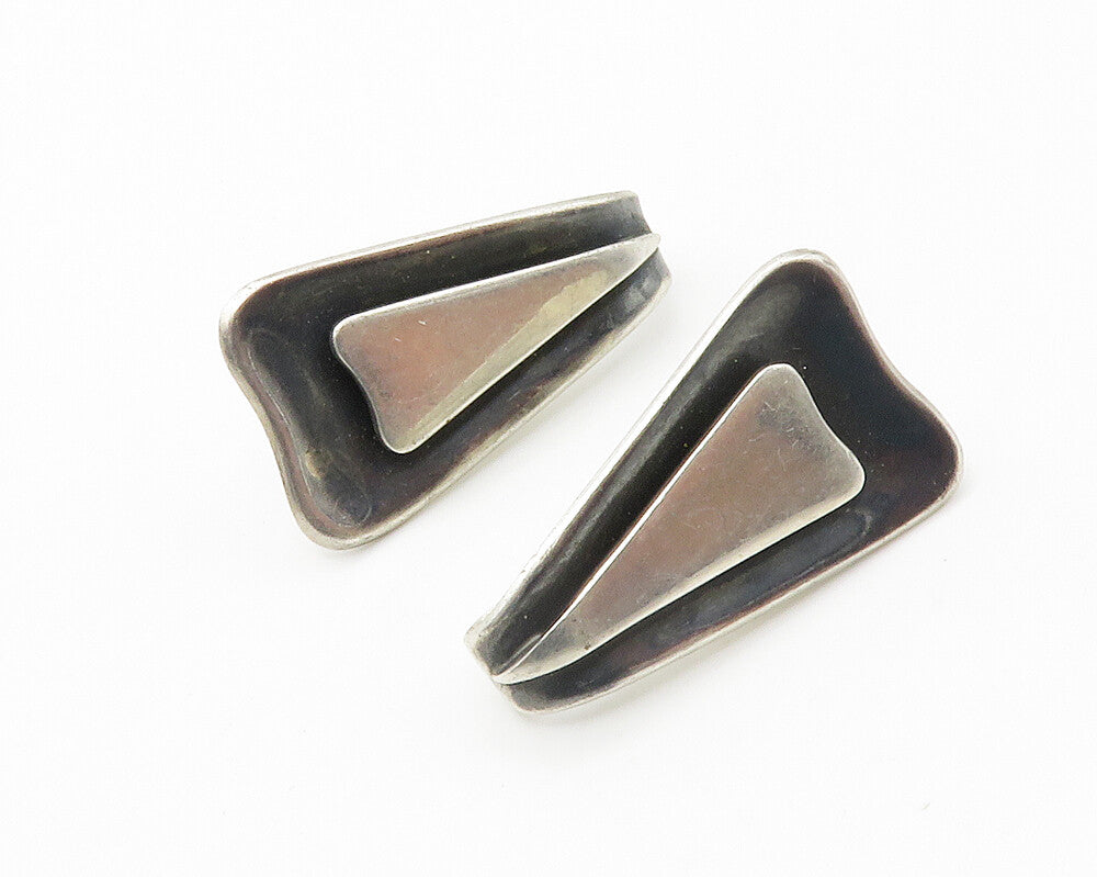 SIGI PINEDA TASCO 925 Silver  Vintage Modernist Folded Drop Earrings  EG7425