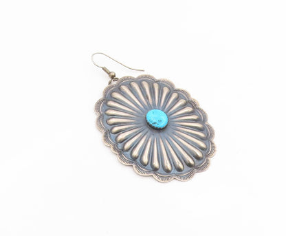925 Sterling Silver Vintage Earrings NAVAJO ZUNI Gemstone Single Lot EG14306