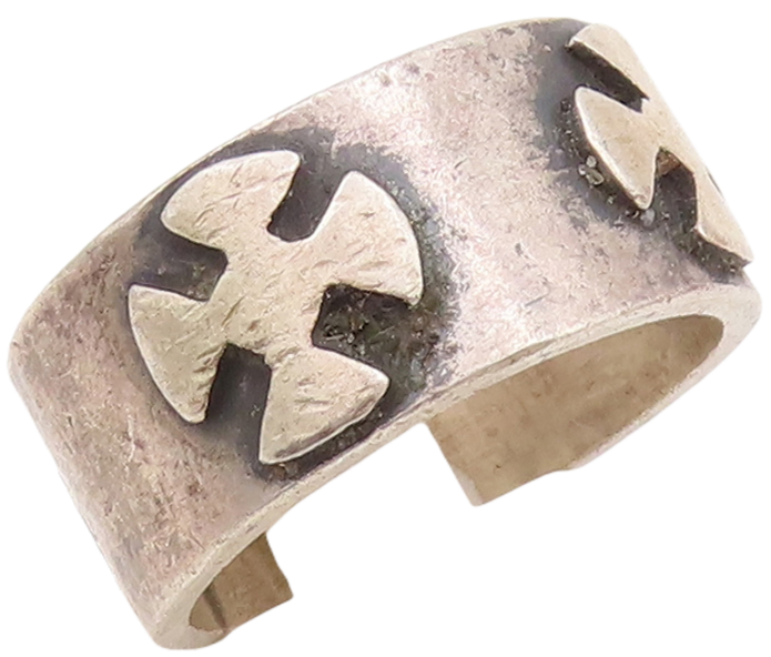 925 Sterling Silver Vintage Ring MEXICO Solid Carved Fan Shape  Sz 9  RG28788