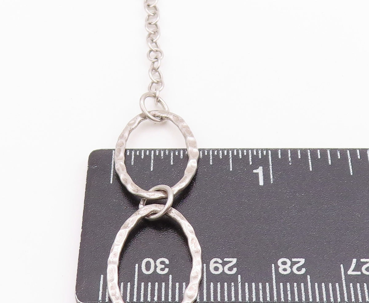 925 Sterling Silver Vintage Necklace Antique Oval Rings Linked Chain  NE4583