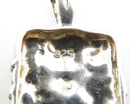 925 Sterling Silver  Vintage Shiny Enamel Coated Flower Motif Pendant  PT8217