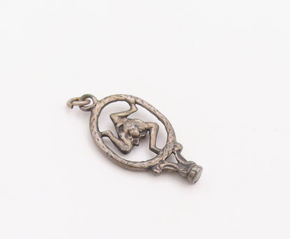 925 Sterling Silver Vintage Pendant Dark Tone Cutout Triskelion  PT23579