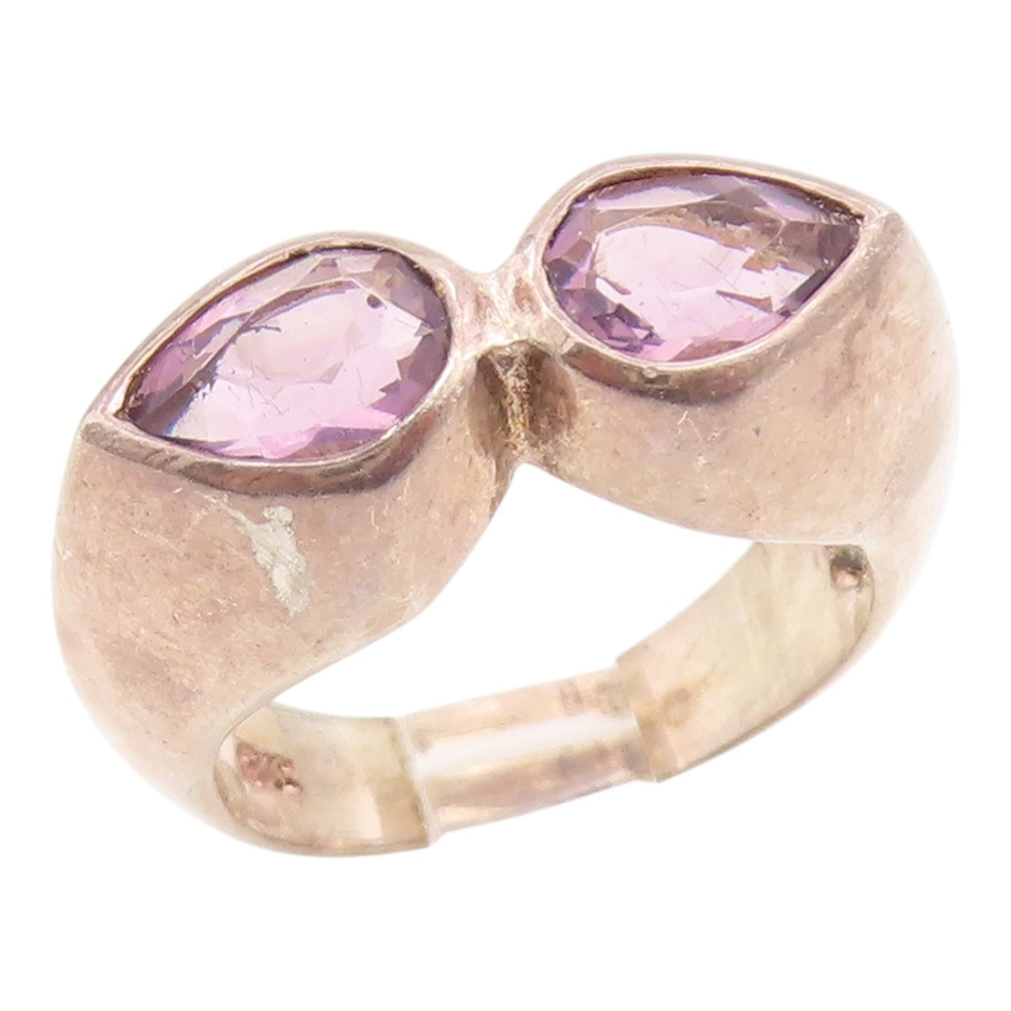 925 Sterling Silver Vintage Ring Classic Pear Cut Amethyst Band  Sz 6.5  RG35724