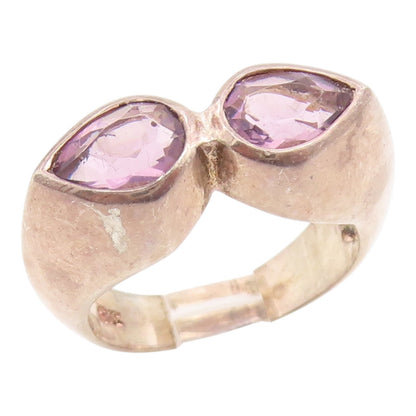 925 Sterling Silver Vintage Ring Classic Pear Cut Amethyst Band  Sz 6.5  RG35724