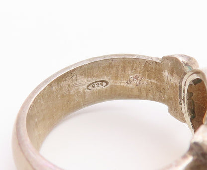 925 Sterling Silver Vintage Ring Oval Cut Citrine Statement Band  Sz 6  RG36663
