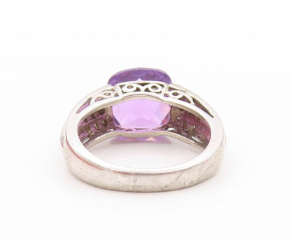 925 Sterling Silver Vintage Ring Designer Amethyst & Topaz Band  Sz 6  RG32837