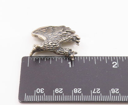 925 Sterling Silver   Vintage Sculpted Flying Eagle Bird Pendant  PT20598
