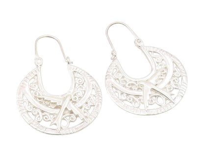 925 Sterling Silver Vintage Earrings Intricate Openwork Dove Bird Drop  EG13906