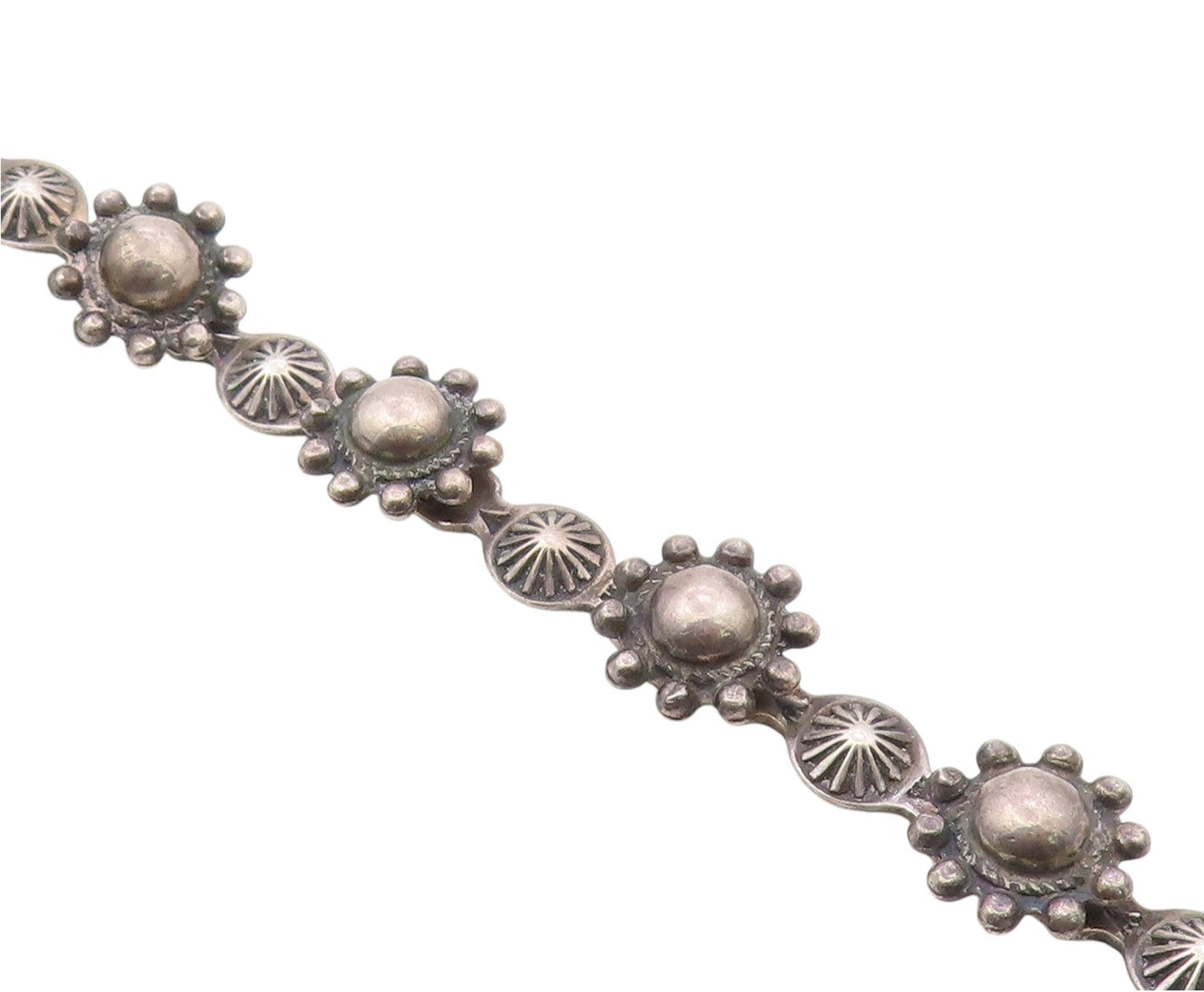 925 Sterling Silver Vintage Bracelet Classic Sunburst & Floral Chain  BT12137