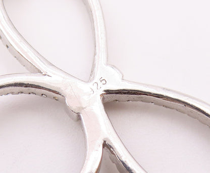 925 Sterling Silver  Vintage Cubic Zirconia Bow Tied Ribbon Pendant  PT17773