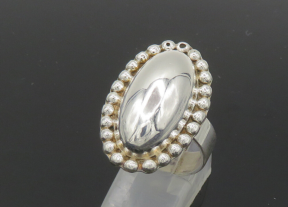 MEXICO 925 Silver  Vintage Shiny Oval Bubble Dome Band Ring Sz 8.5  RG20659