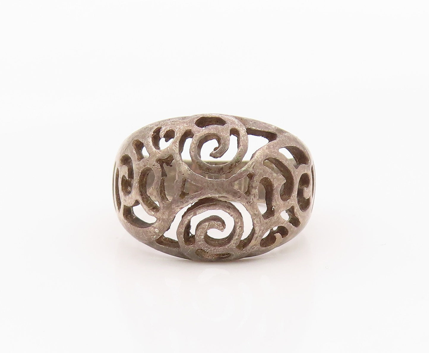 925 Sterling Silver Vintage Ring Classic Open Scrollwork Band  Sz 5.5  RG36311
