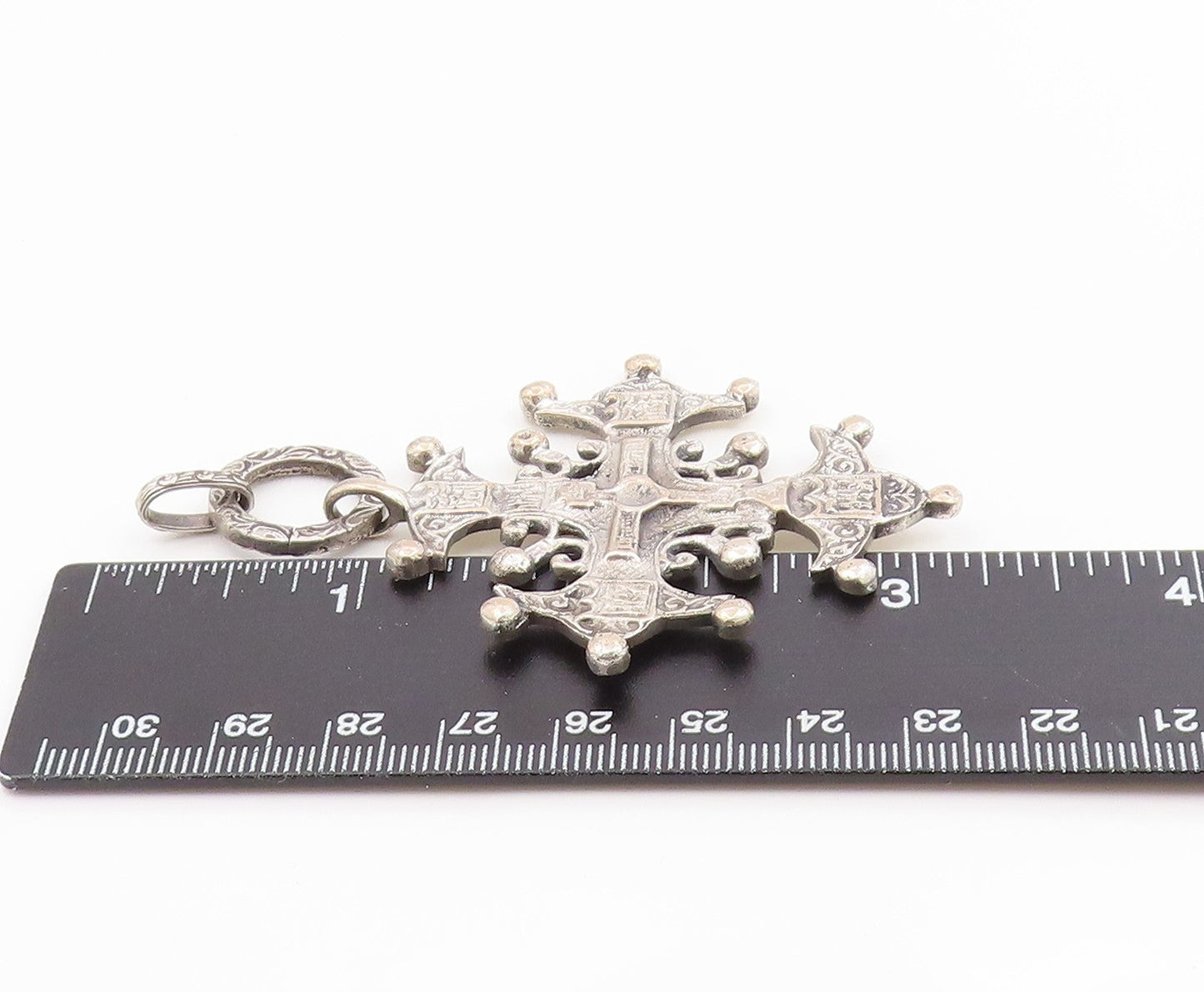 925 Sterling Silver Vintage Pendant Antique Coptic Ethiopian Cross  PT26304
