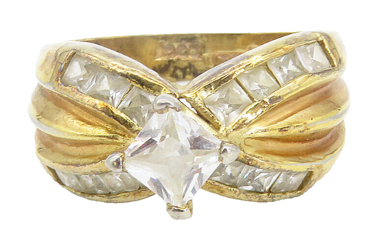925 Sterling Silver Vintage Cubic Zirconia Solitaire Accent Ring Sz 7 RG8618