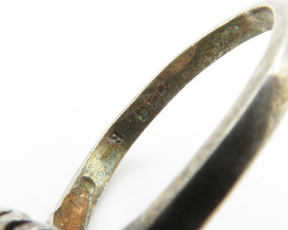 925 Sterling Silver  Vintage Dark Tone Dolphin Twist Band Ring Sz 7  RG14346