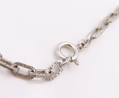 925 Sterling Silver Vintage Necklace Minimalist Hollow Over Link Chain  NE4690
