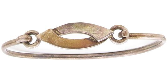 MEXICO 925 Sterling Silver  Vintage Oxidized Hook Bangle Bracelet  BT2725
