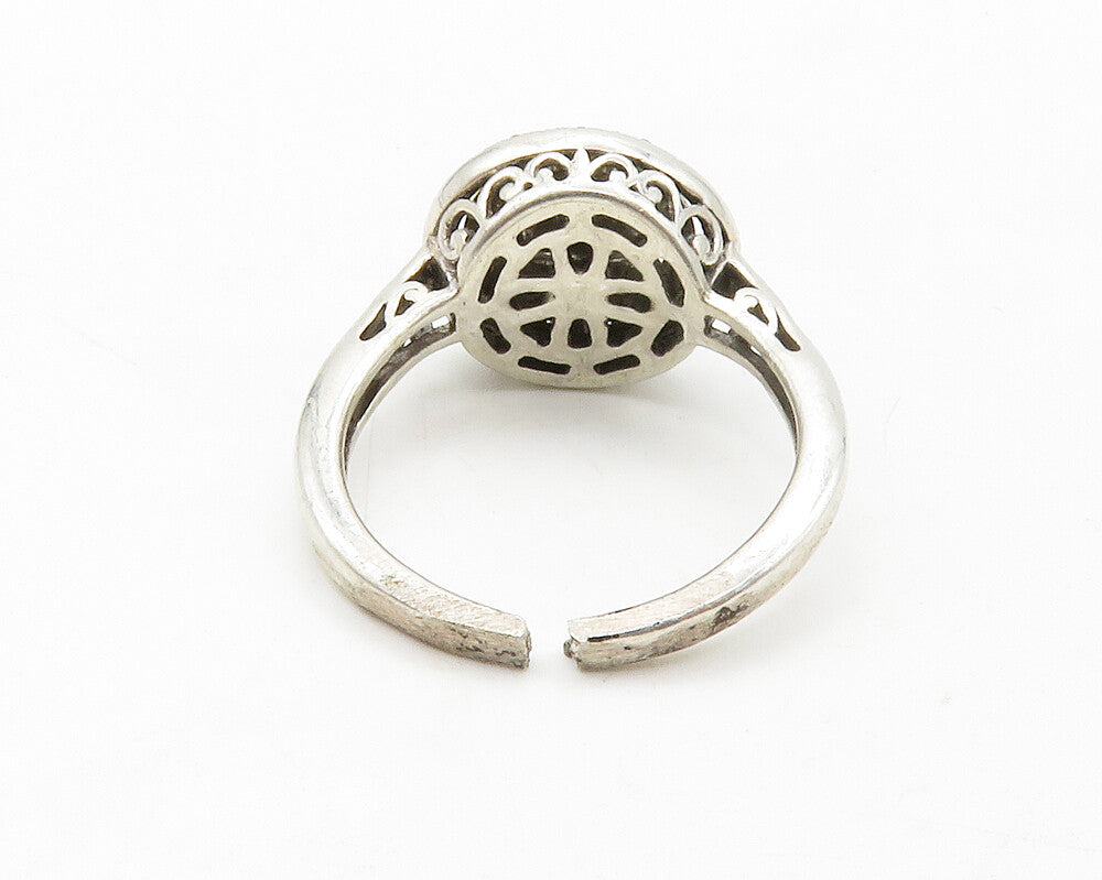 925 Sterling Silver  Vintage Genuine Diamonds 2 Tone Band Ring Sz 6  RG13397