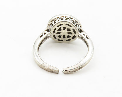 925 Sterling Silver  Vintage Genuine Diamonds 2 Tone Band Ring Sz 6  RG13397