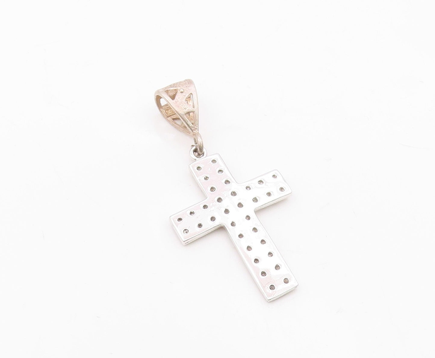 925 Sterling Silver  Vintage Cubic Zirconia Religious Cross Pendant  PT17462