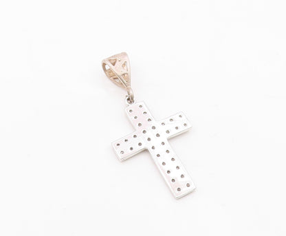 925 Sterling Silver  Vintage Cubic Zirconia Religious Cross Pendant  PT17462