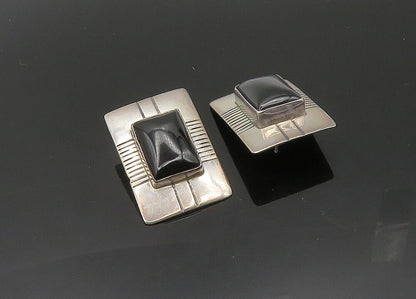 JAMES TOADLENA NAVAJO 925 Silver  Vintage Black Onyx Drop Earrings  EG10160
