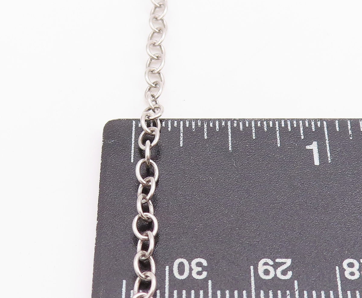 925 Sterling Silver Vintage Necklace Antique Oval Rings Linked Chain  NE4583