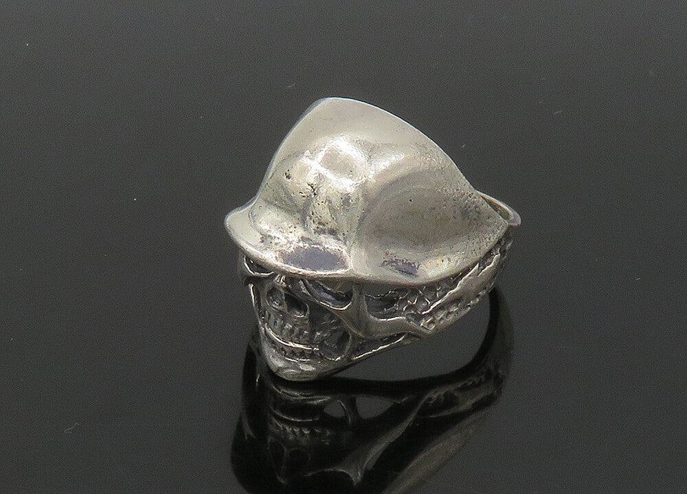 925 Sterling Silver  Vintage Skeleton Head Large Biker Ring Sz 12  RG23254
