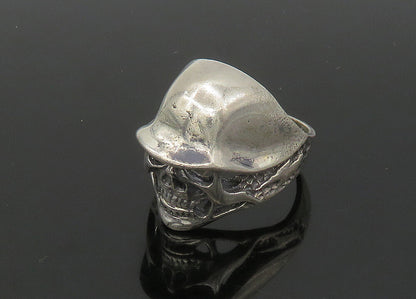 925 Sterling Silver  Vintage Skeleton Head Large Biker Ring Sz 12  RG23254